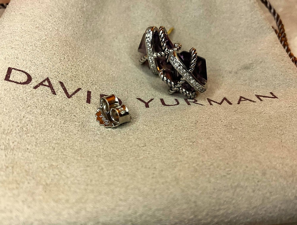 flash sale !!! David Yurman Amethyst Cable Wrap earring studs. 10MM  AUTHENTIC.-image