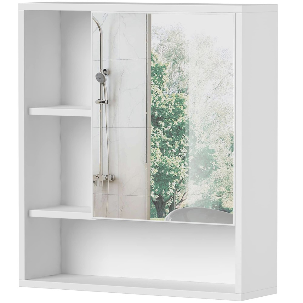 Bathroom Wall Mirror Cabinet, Medicine Cabinet with Single Door and Adjustabl...