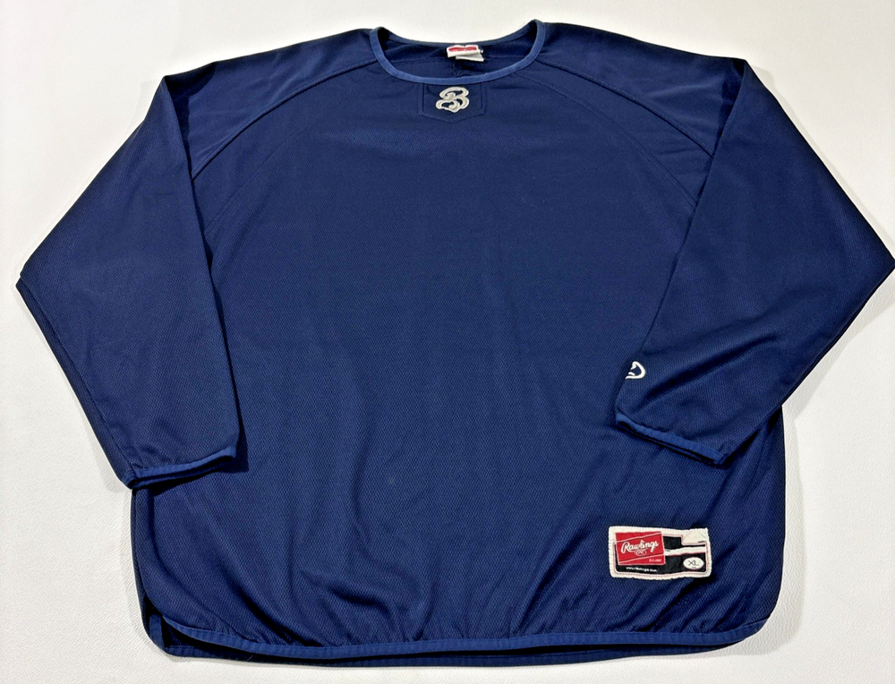 Rawlings Men’s XL Blue Pullover Crew Neck Sweatshirt Fleece B Logo Baseball Top