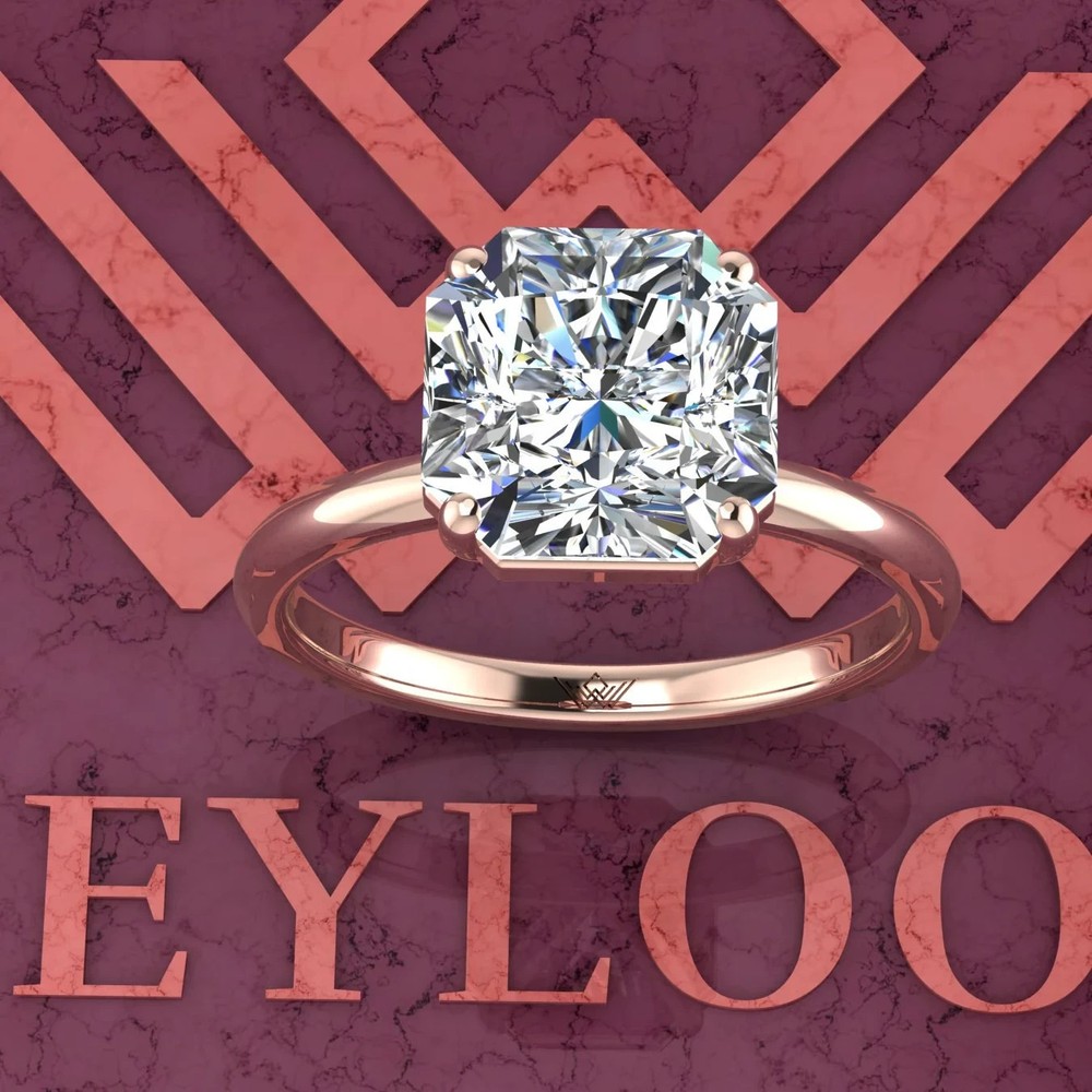 3.5 Carat Square Radiant Cut 4 Prong Solitaire D Color 10K Gold Moissanite Ring