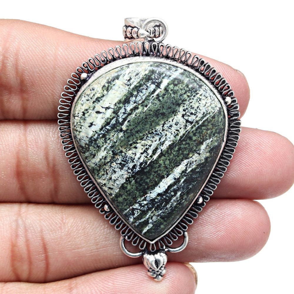 Zebra Jasper Necklace Handmade Gemstone Jewelry Gift For Her 2.5 Inch