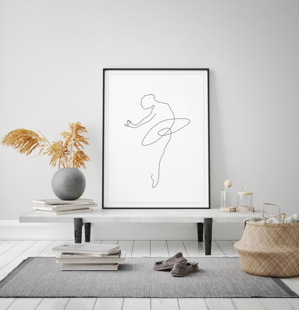Abstract Ballerina One Line Body Print Black White Artwork Dance Poster