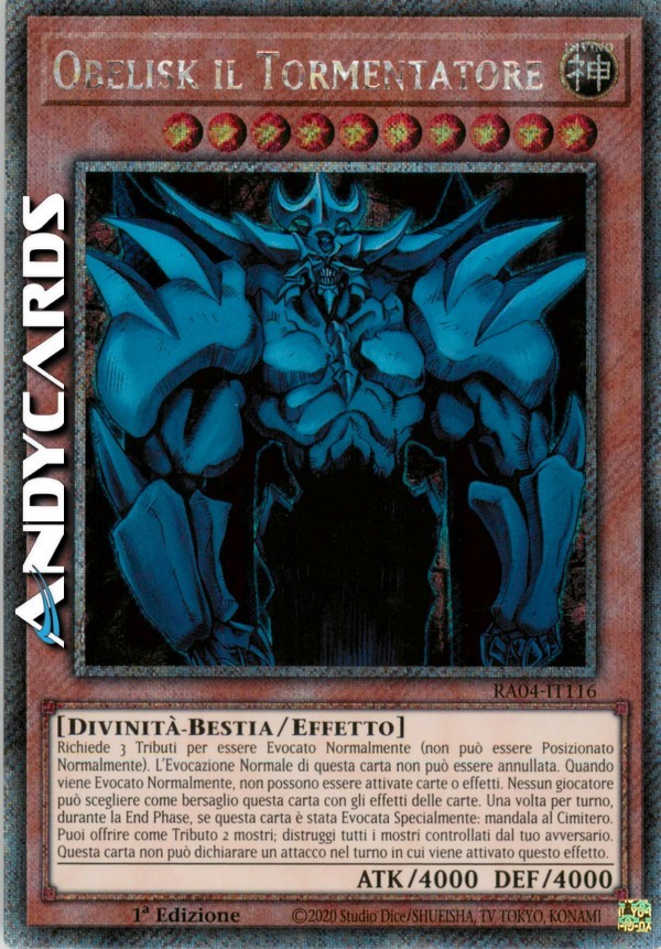 OBELISK THE TORMENTOR Secret Platinum RA04 IT116 1st Edition Rare Yugioh Card  