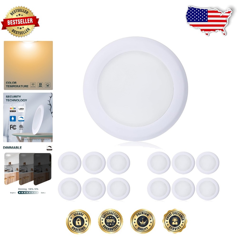Versatile 3000K Ceiling Lights – 12-Pack, Shatter Resistant & Easy Install
