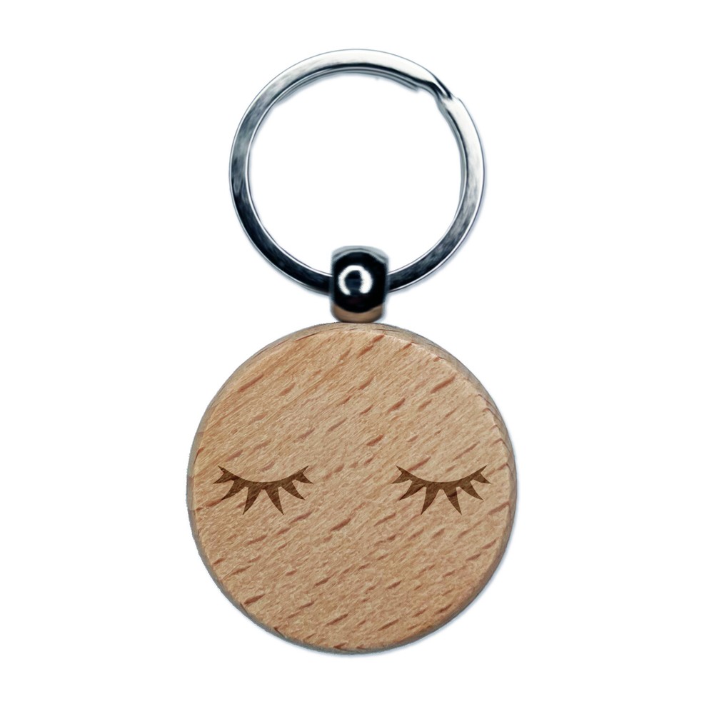 Sweet Engraved Wooden Eyelash Keychain Charm Pair