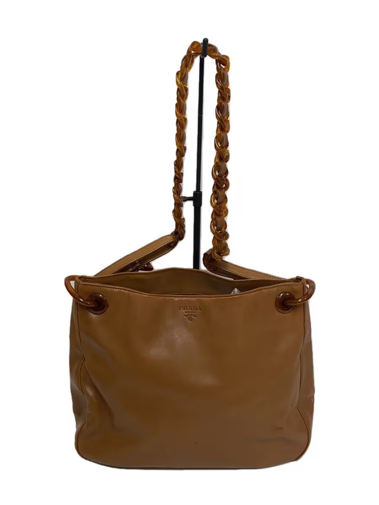 RARE PRADA Leather Shoulder Bag in BRW Solid Color