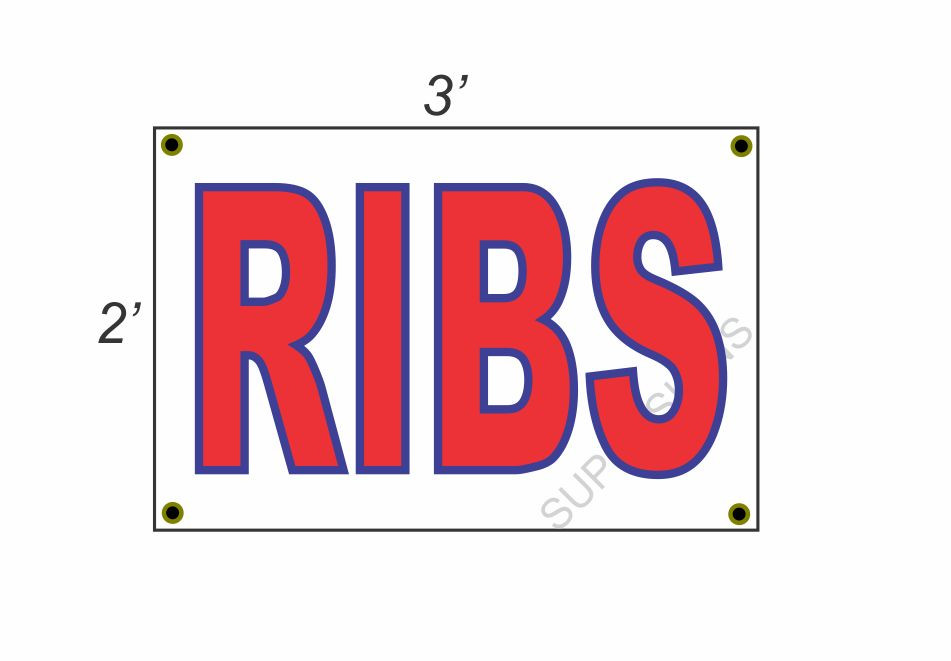 2x3 Red White Blue Ribs Banner Sign New Size Discounted Price