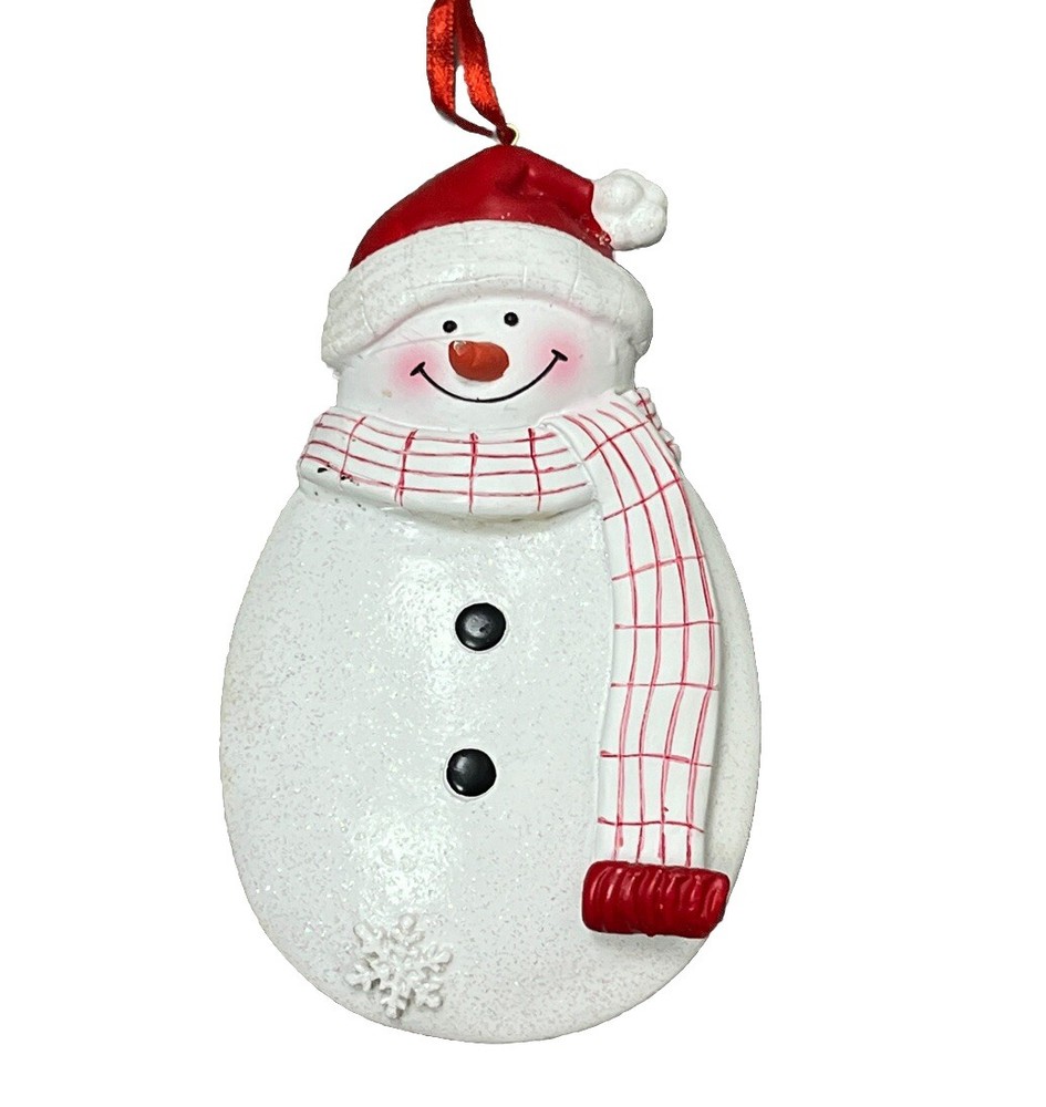 Snowman Christmas Ornament Hanging Tree Decoration White Glitter Holiday Decor