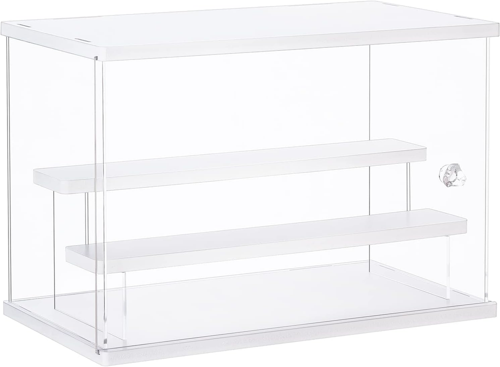 Acrylic Display Case with 2-Tier Ladder Shelves for Dustproof Protection