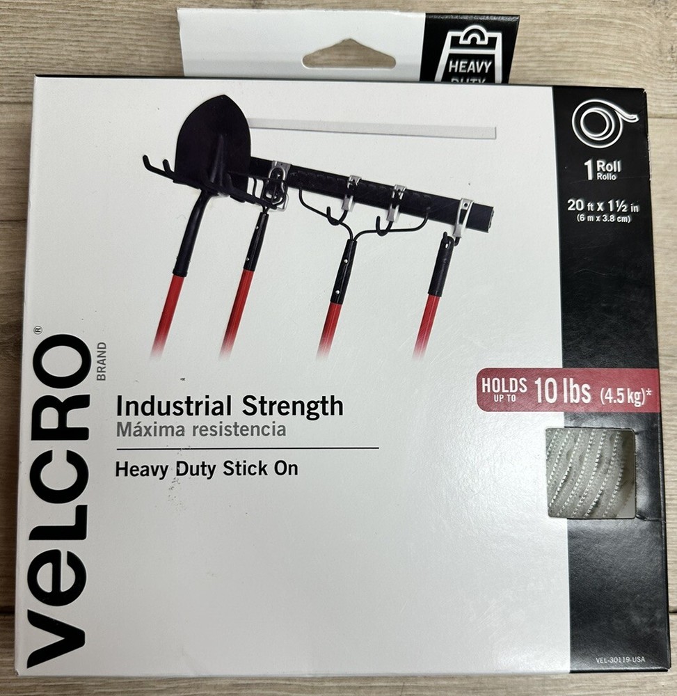 VELCRO Brand Industrial Strength White Tape 1.5x20 ft Roll 20 Feet Strong Hook and Loop Fastener