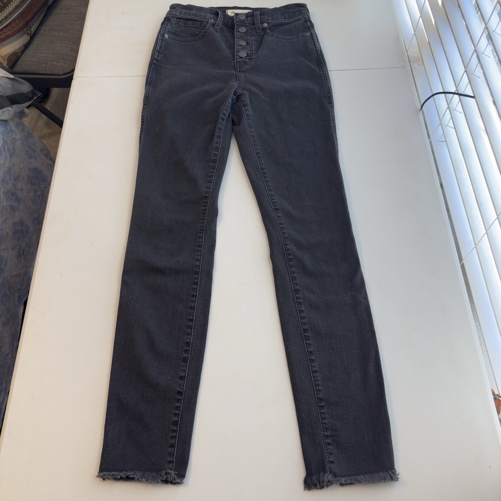 Madewell High-Rise Skinny Jeans 10 Inch Rise Berkeley Black Womens 25 Tall Button Fly