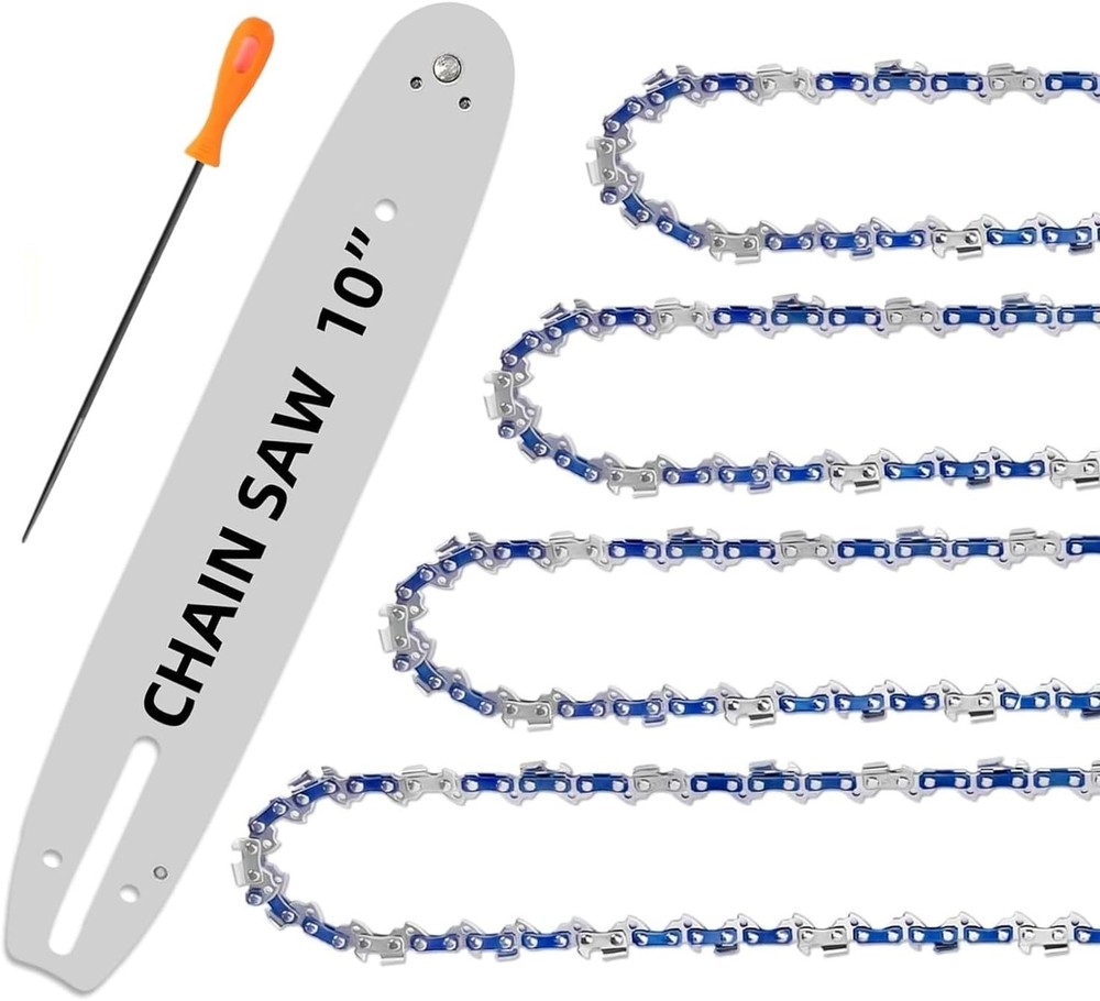 10 Inch Chainsaw Chain 5-Piece Kit with 10-Inch Guide Bar – S40 3/8