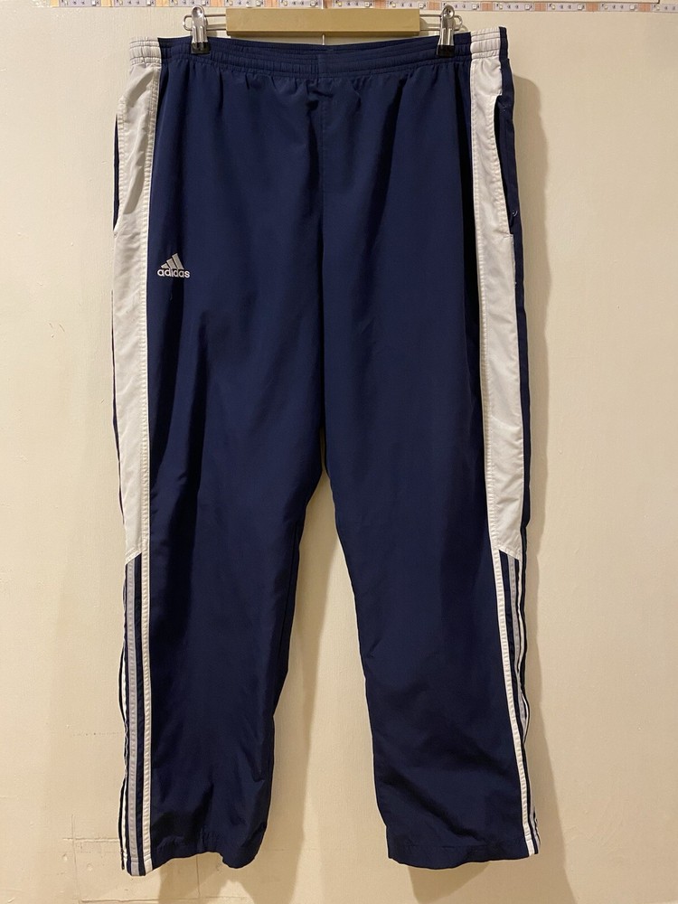 Adidas Men’s Navy Blue White Stripe Track Pants Size Medium Fits Large