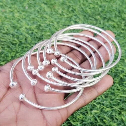 Stylish 925 Sterling Silver Handmade Bangle Set for Men and Women AK1148