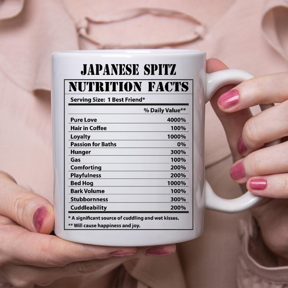 Funny Japanese Spitz Nutrition Facts White Coffee Mug Gift
