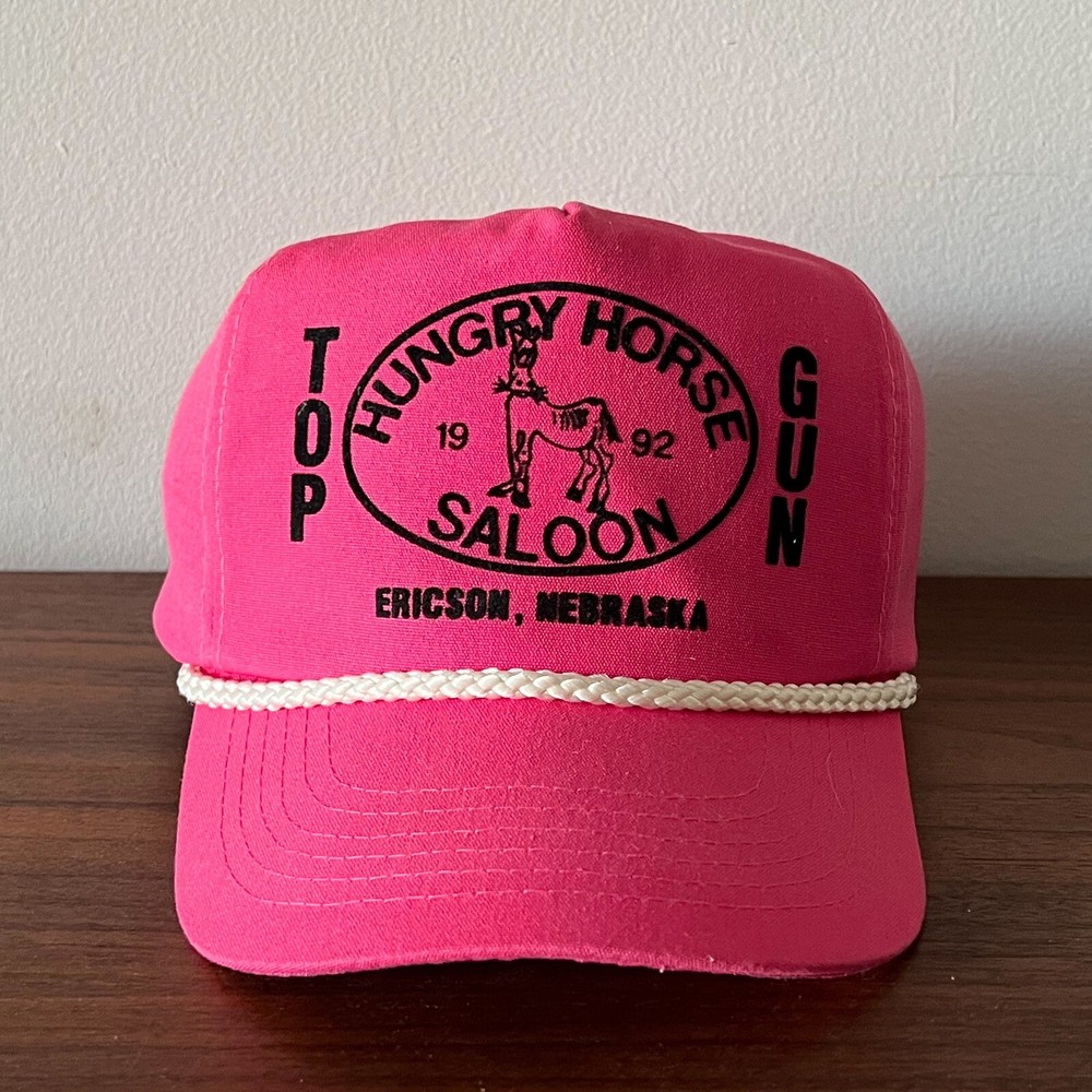 Vintage 90s Hat Hungry Horse Saloon Nebraska Pink Zip Back One Size
