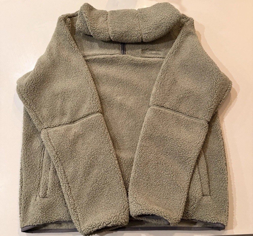 Columbia Sweater Mens Large Green Fleece Half Zip Pullover Outdoors Hiking Warm