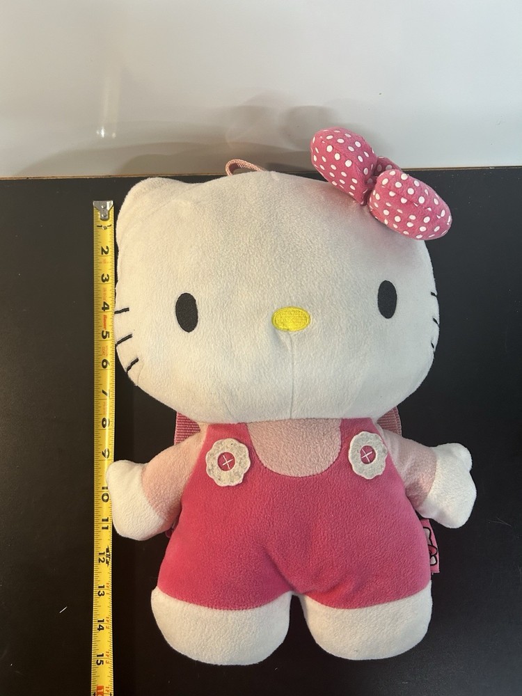 Hello Kitty Sanrio Plush Backpack for Kids Pink White Zipper