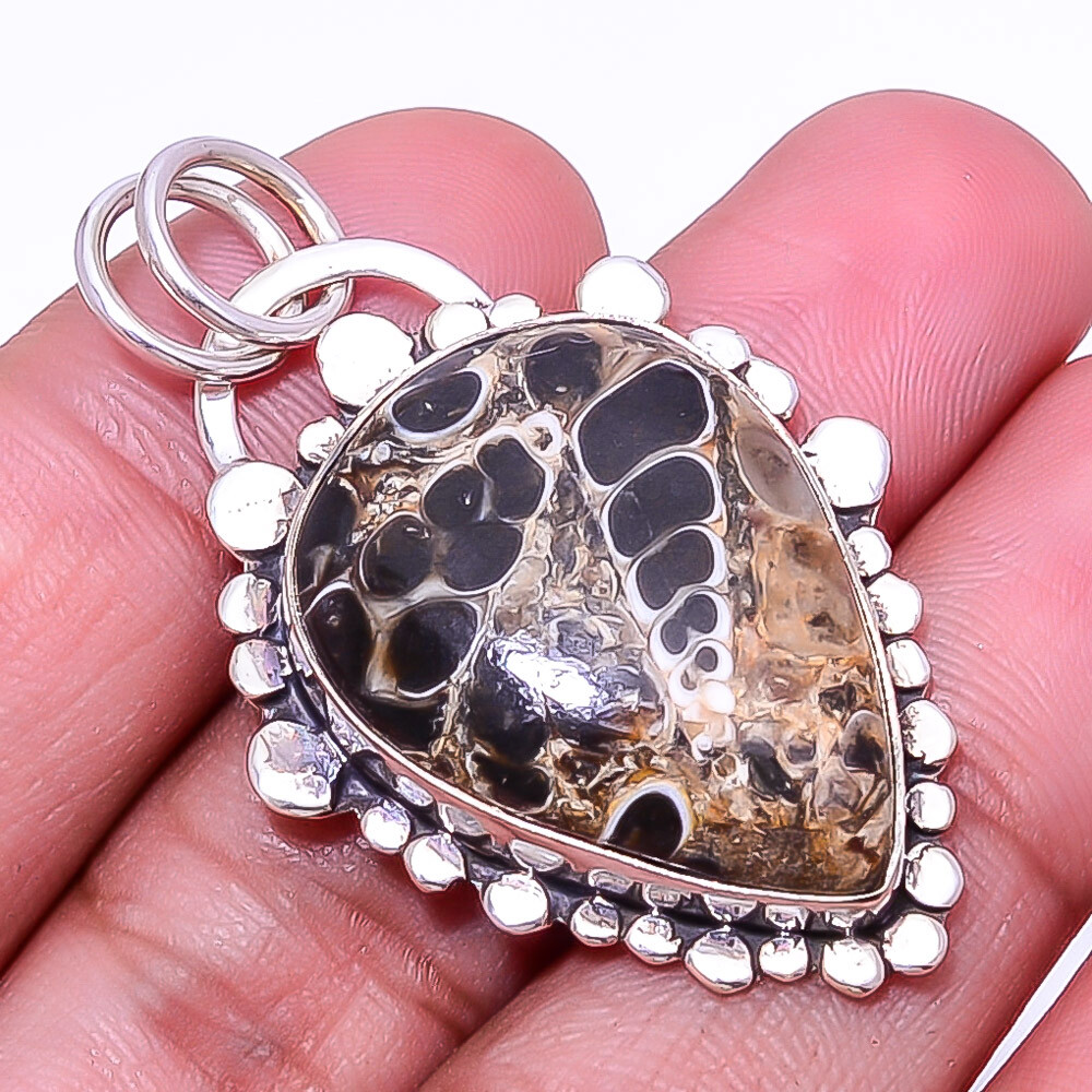 Turritella Agate - Wyoming Designer 925 Sterling Silver Pendant 1.76