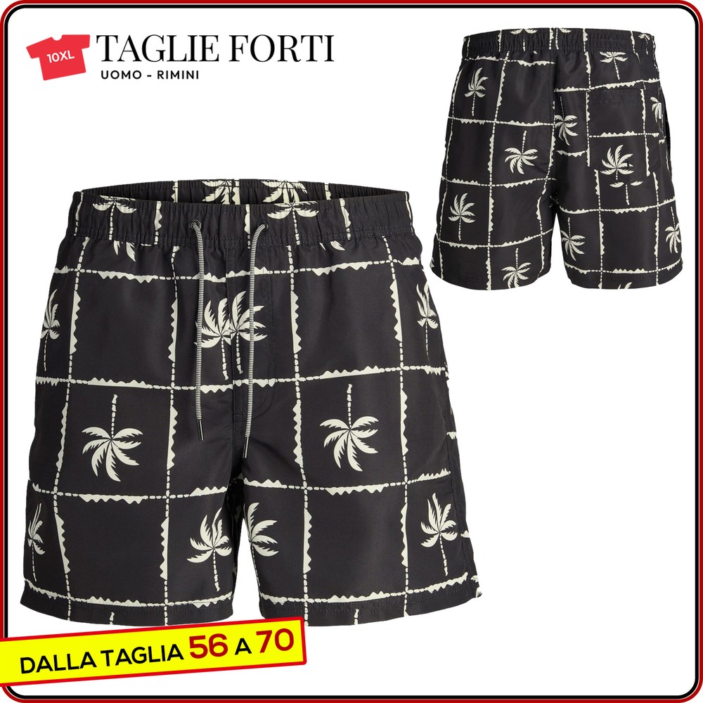 Jack & Jones Plus size black boxer swimsuit for men. Big and tall. Big size.