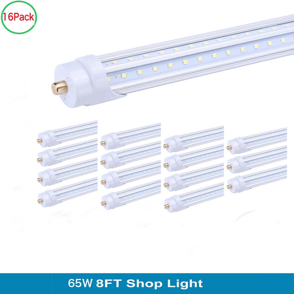 16Pack 8FT Led Tube Light T8 T12 Single Pin 65W 8 Foot FA8 Led Shop Light Bulbs