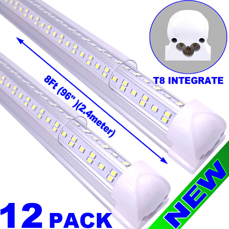 12PCS 8 Foot LED Shop Lights 144W Fixture 8ft T8 LED Tube Light 8' Garage Light