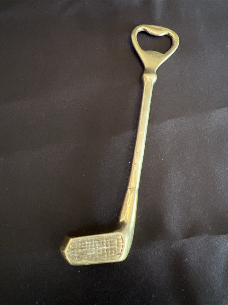 Golf Club Bottle Opener Brass Paperweight Golfer Desk Bar Barware Vintage
