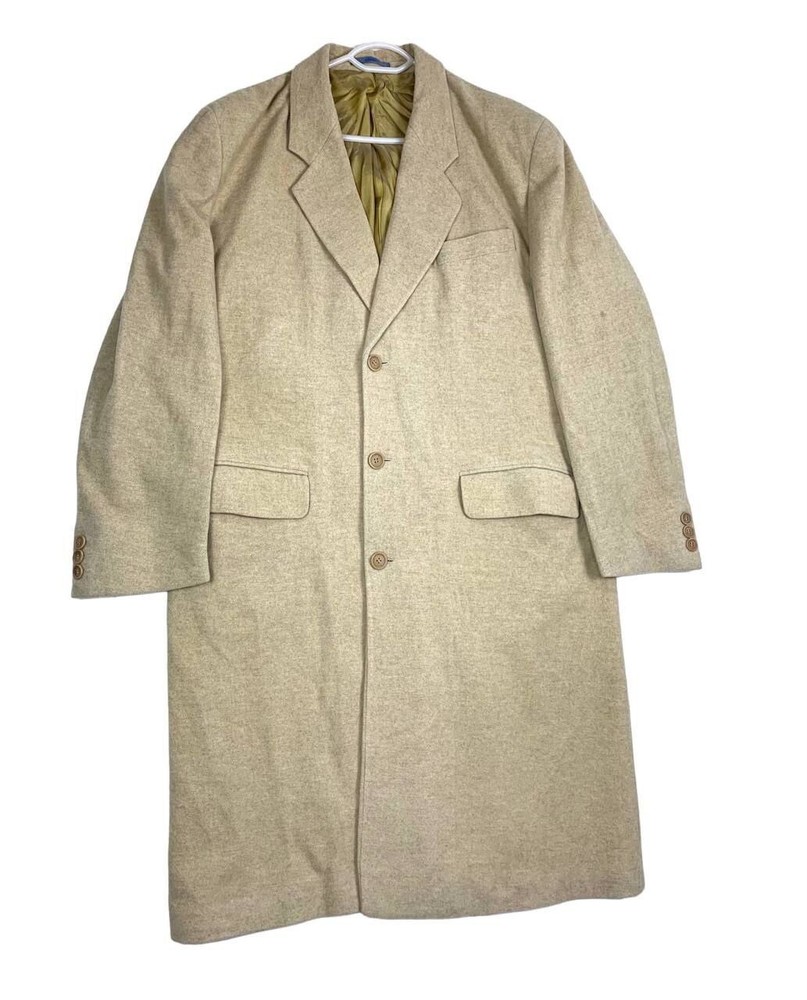 Vintage KENZO Homme Wool Cashmere Polyamide Overcoat Size 54 2XL Mens Beige Coat