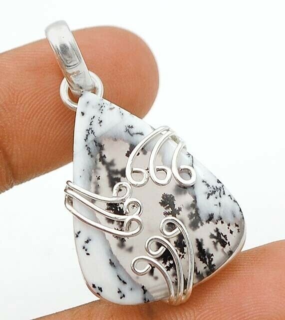 Natural Winter Dendrite Opal Turkey 925 Solid Sterling Silver Pendant @5-3