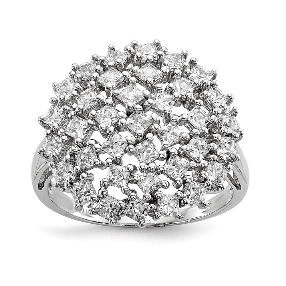 925 Sterling Silver Rhodium-plated Cubic Zirconia Ring Size 7