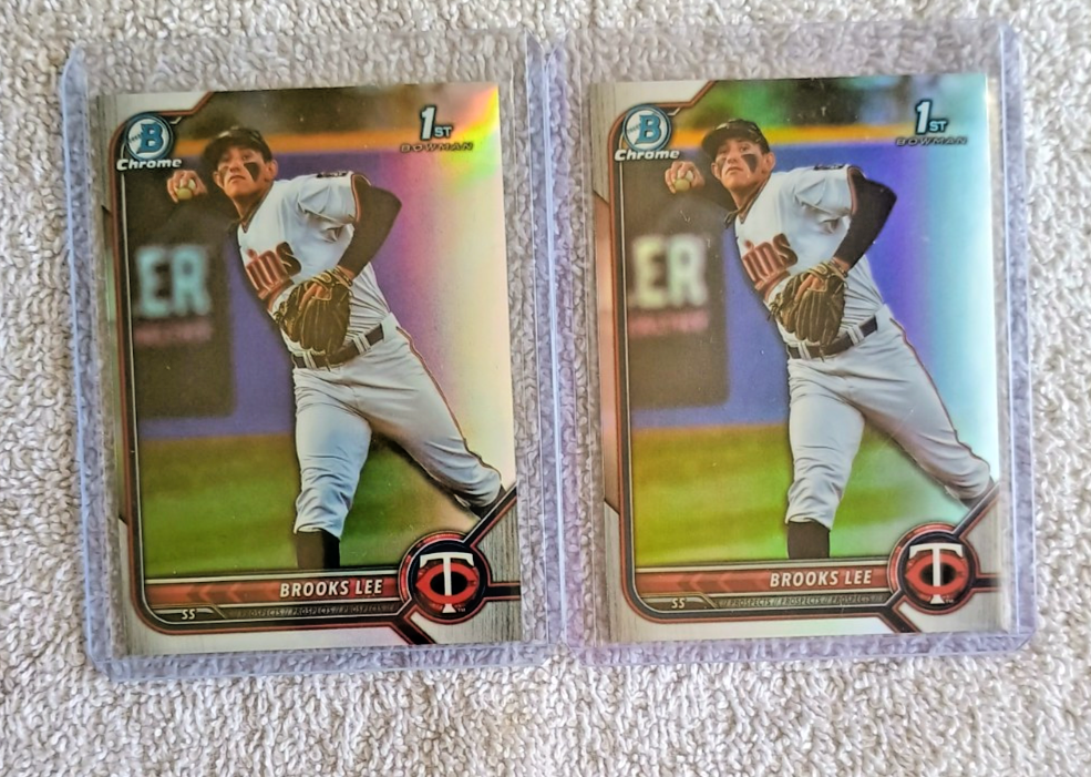 2 BROOKS LEE 2022 BOWMAN CHROME MEGA MOJO REFRACTOR RC LOT # BDC1253 TWINS 2
