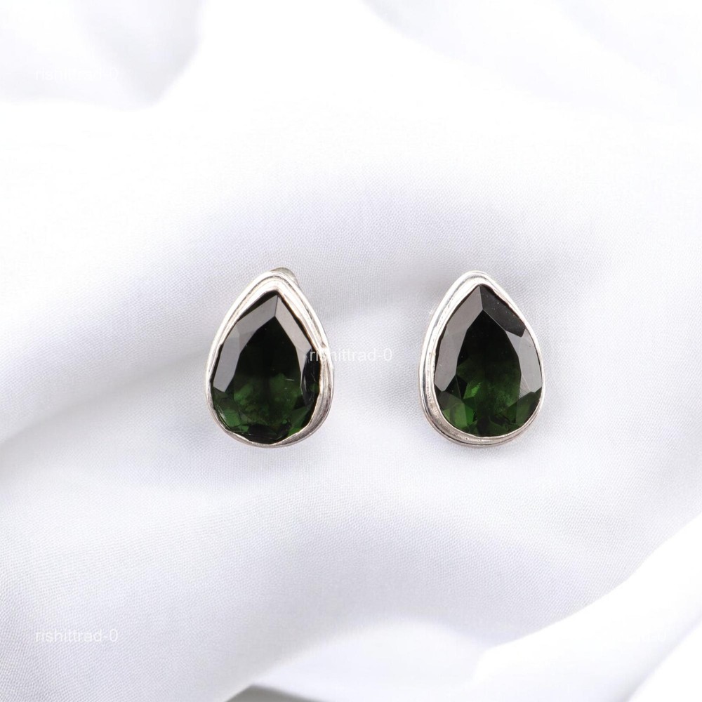 Green Tourmaline Gemstone 925 Silver New Year Anniversary Mens Cufflinks Jewelry