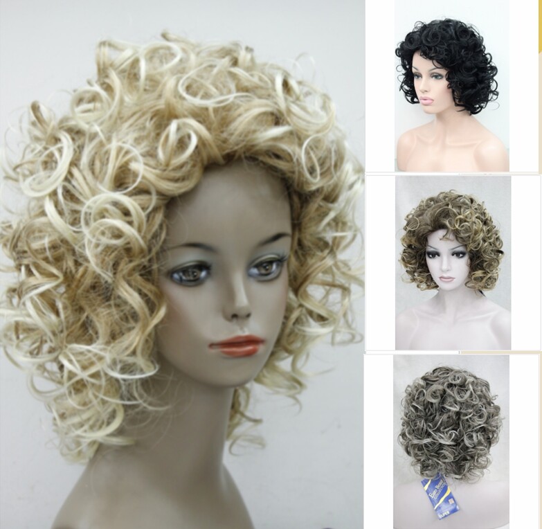 Women Wavy Curly Fluffy Wig Fashion Brown Blonde Black Hair