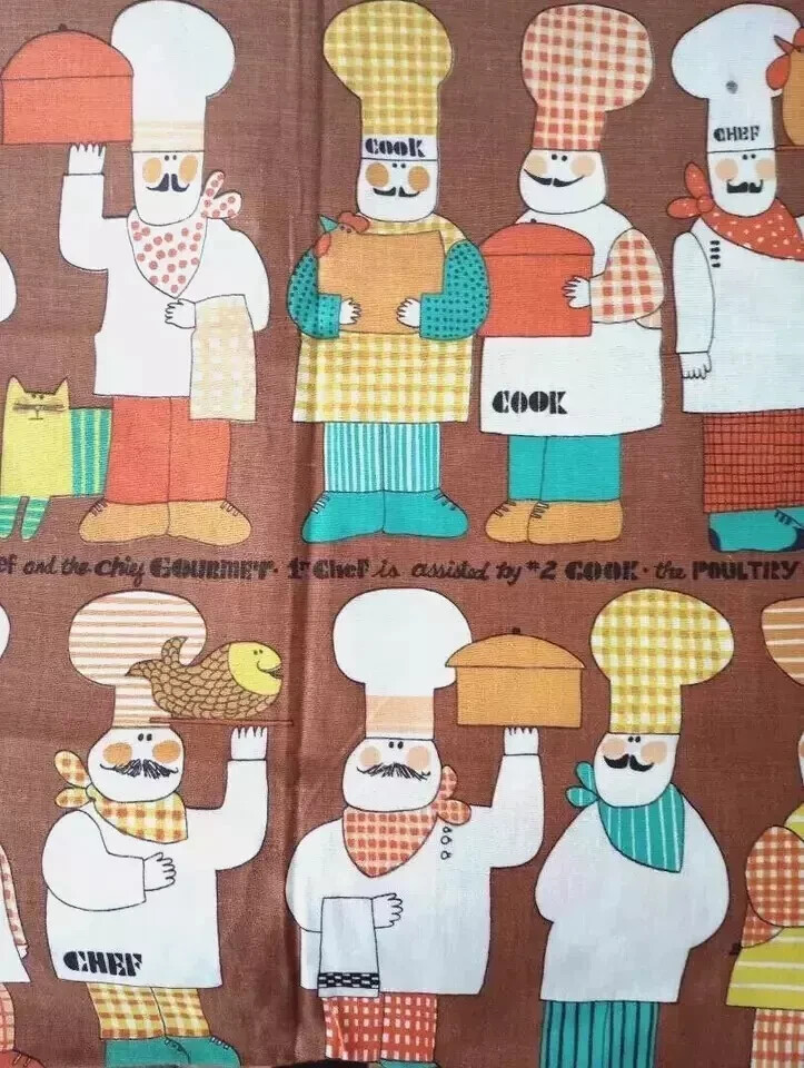 pastry kitchen chef fun fabric length piece 29 x 23 inch