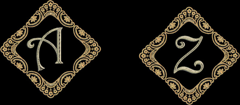 LACE  FRAME FONTS MACHINE EMBROIDERY DESIGN PES QUILT