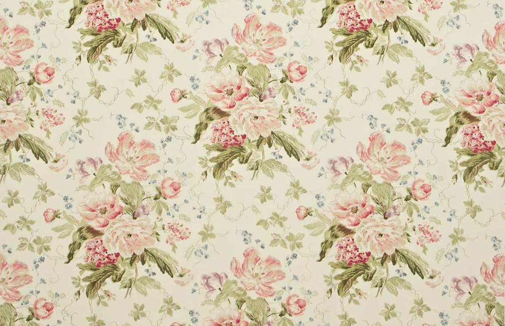 SANDERSON CURTAIN FABRIC DESIGN Alsace 3.6 METRES CREAM/ROSE 100% COTTON