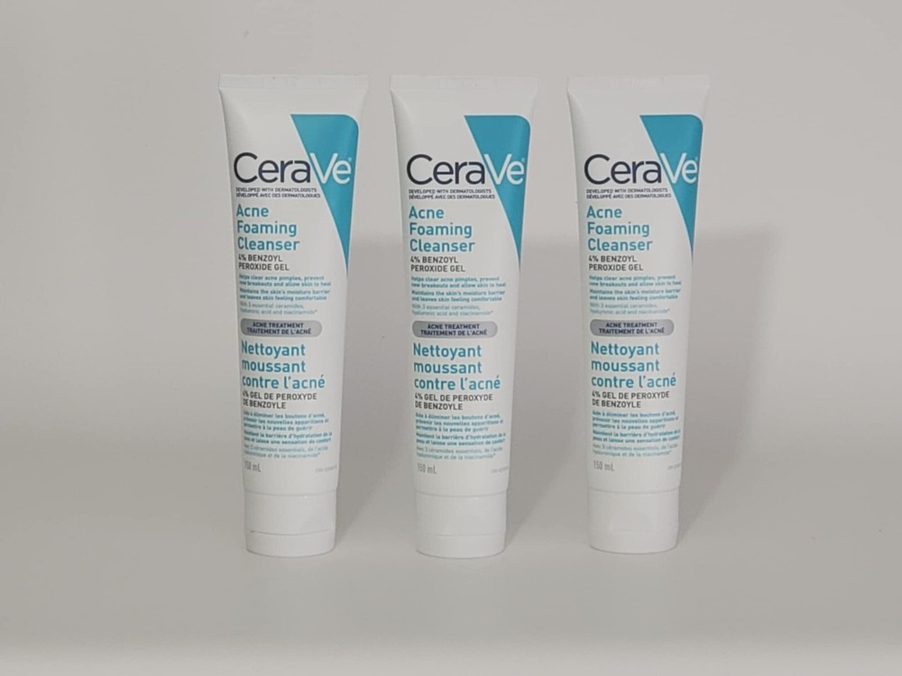 CeraVe Acne Foaming Cleanser Face Wash 3-Pack 5oz Exp 11/26