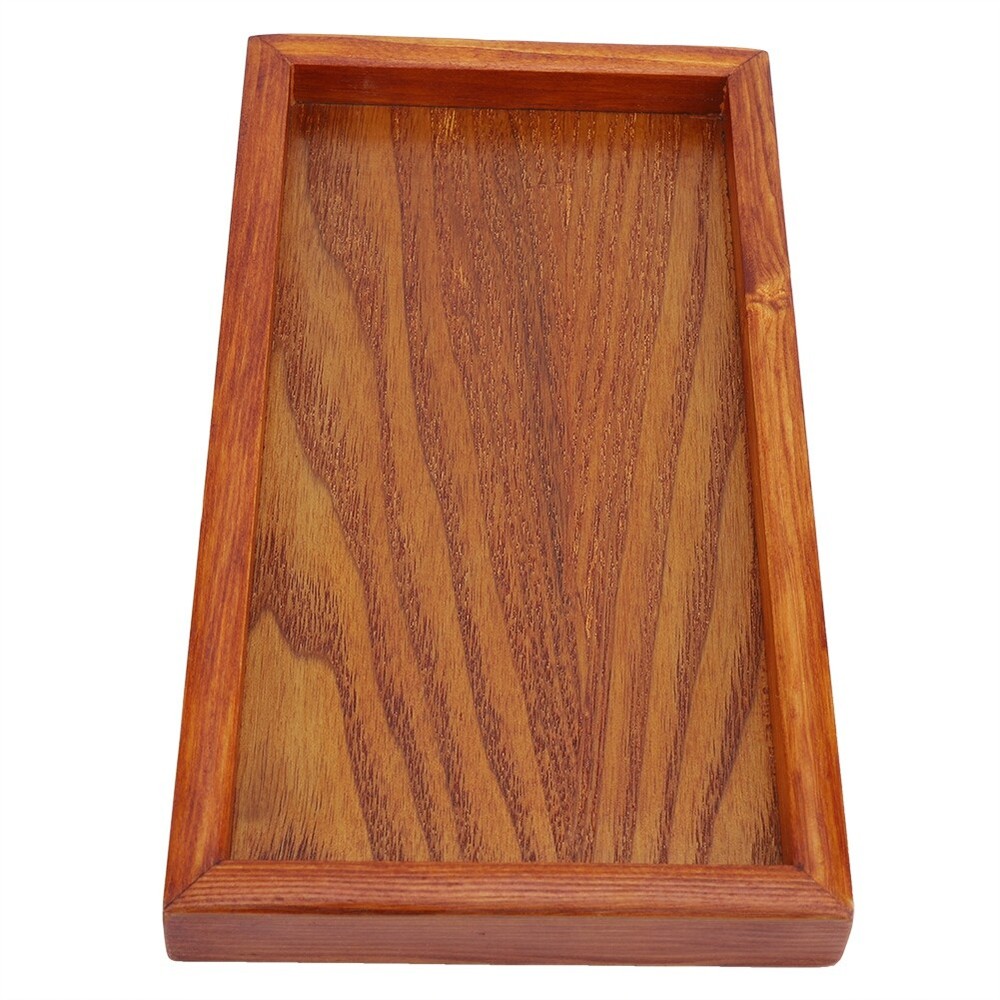 (22*12cm)Rectangle Wooden Tea Tray Serving Table Plate Snacks Food Storage AOS