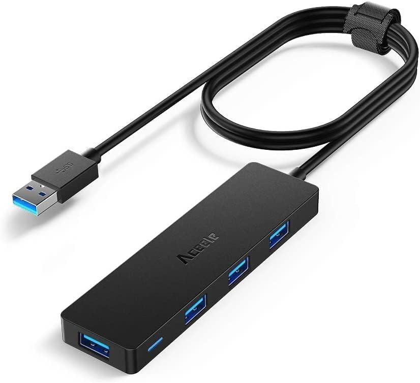 4-Port USB 3.0 Hub with 4ft Extension Cable - Ultra-Slim Multiport Adapter  