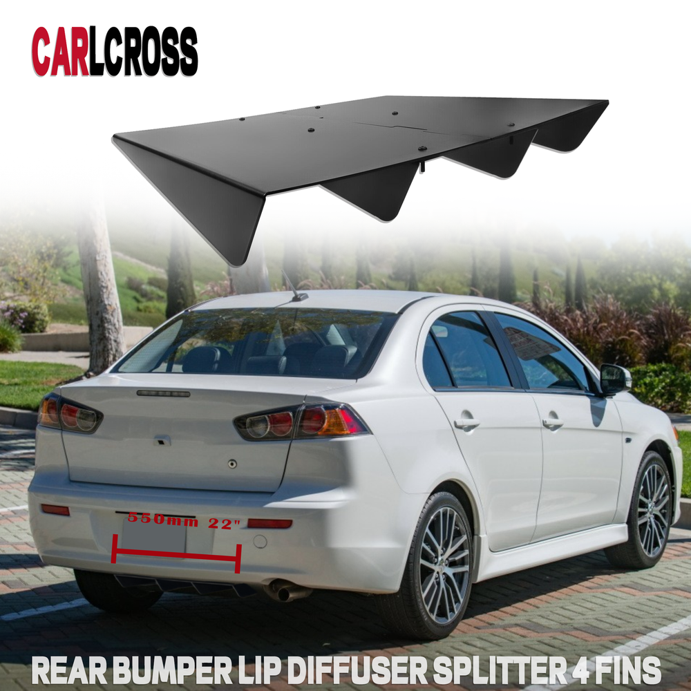 22x20 Black Universal Rear Bumper Diffuser with 4 Fins for Mitsubishi