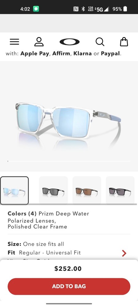 NEW Oakley EXCHANGE SUN Clear POLARIZED PRIZM H2O Blue Lens Sunglass 9483-03