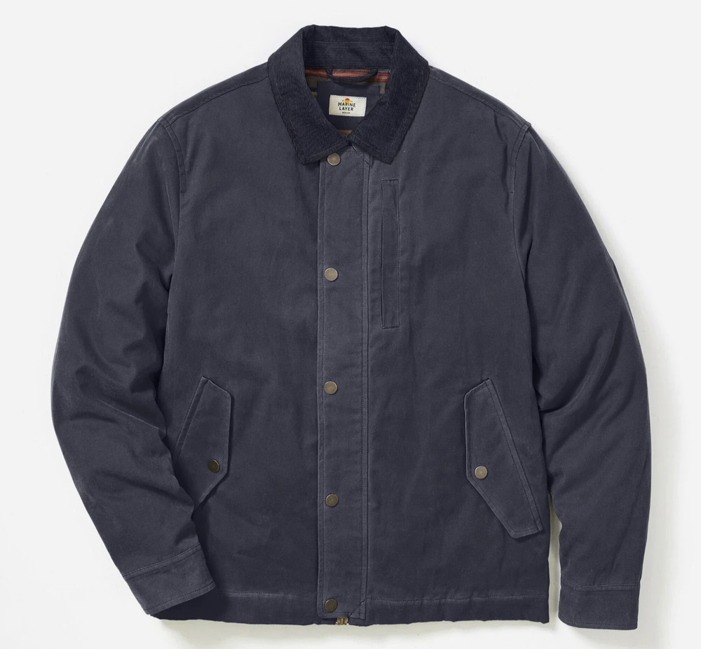 🧡NWT*Marine Layer Weston Wax Canvas Barn Jacket Men's Size XL - Navy MSRP$248