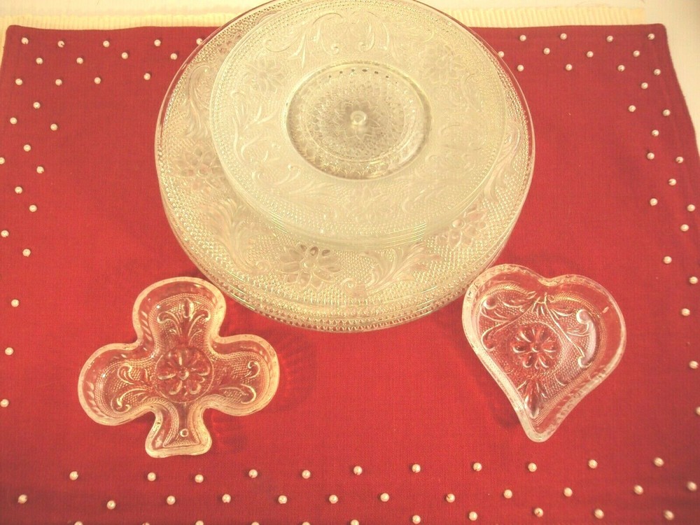 Indiana Sandwich Clear Glass Lot 10 Pieces 4 Salad Plates 4 Saucers 2 Ashtrays