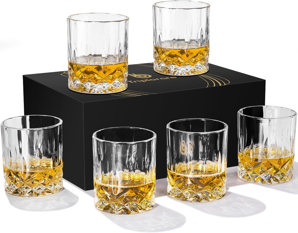 6-Piece 11oz Whiskey Glass Set for Scotch, Rum & Old Fashioned Drinks