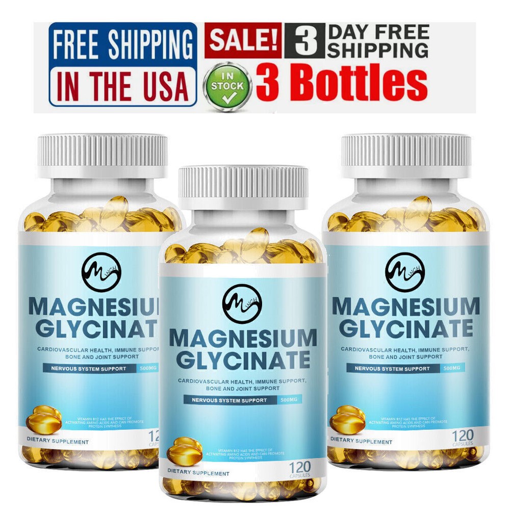 500MG Magnesium Glycinate High Absorption,Improved Sleep,Stress & Anxiety Relief
