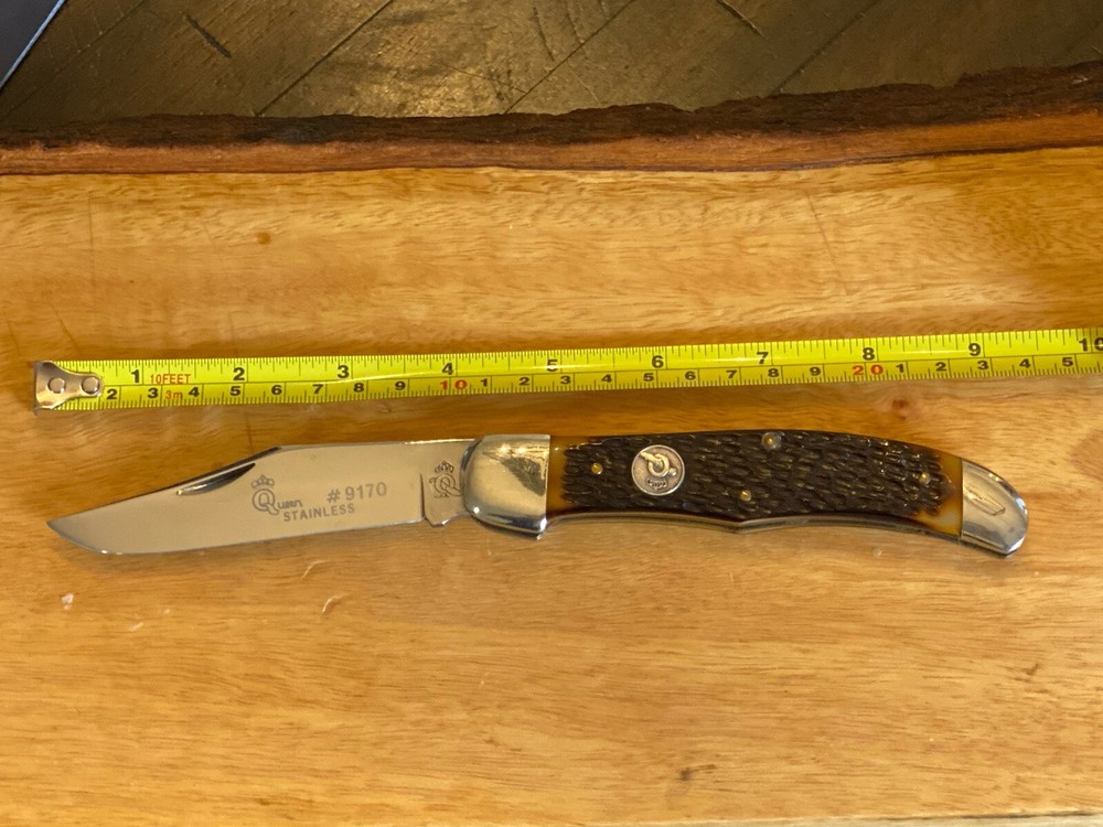 Queen Cutlery USA #9170 Vintage Large Folding Hunter Knife in Rare Excellent Condition