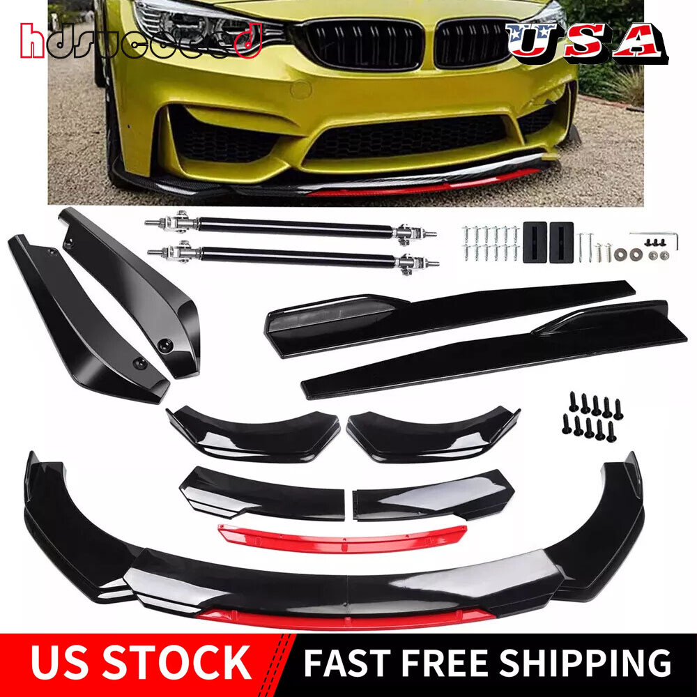 BMW 3 4 5 Series Front Rear Bumper Lip Spoiler Splitter & Side Skirt Kit