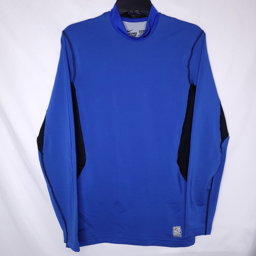 Nike Pro Combat Shirt Mens Medium Blue Hyperwarm Dri Fit Max