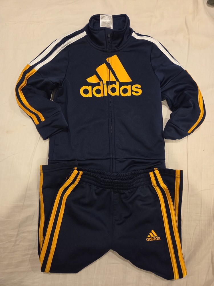 Adidas Toddler 3T Tracksuit Set - Navy Blue & Yellow - NWOT