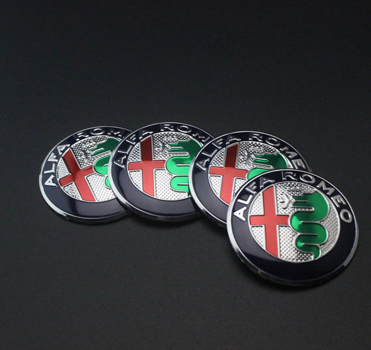 4pcs 56mm Alfa Romeo Silver Red Wheel Stickers Hub Stickers Rim Stickers 156 159